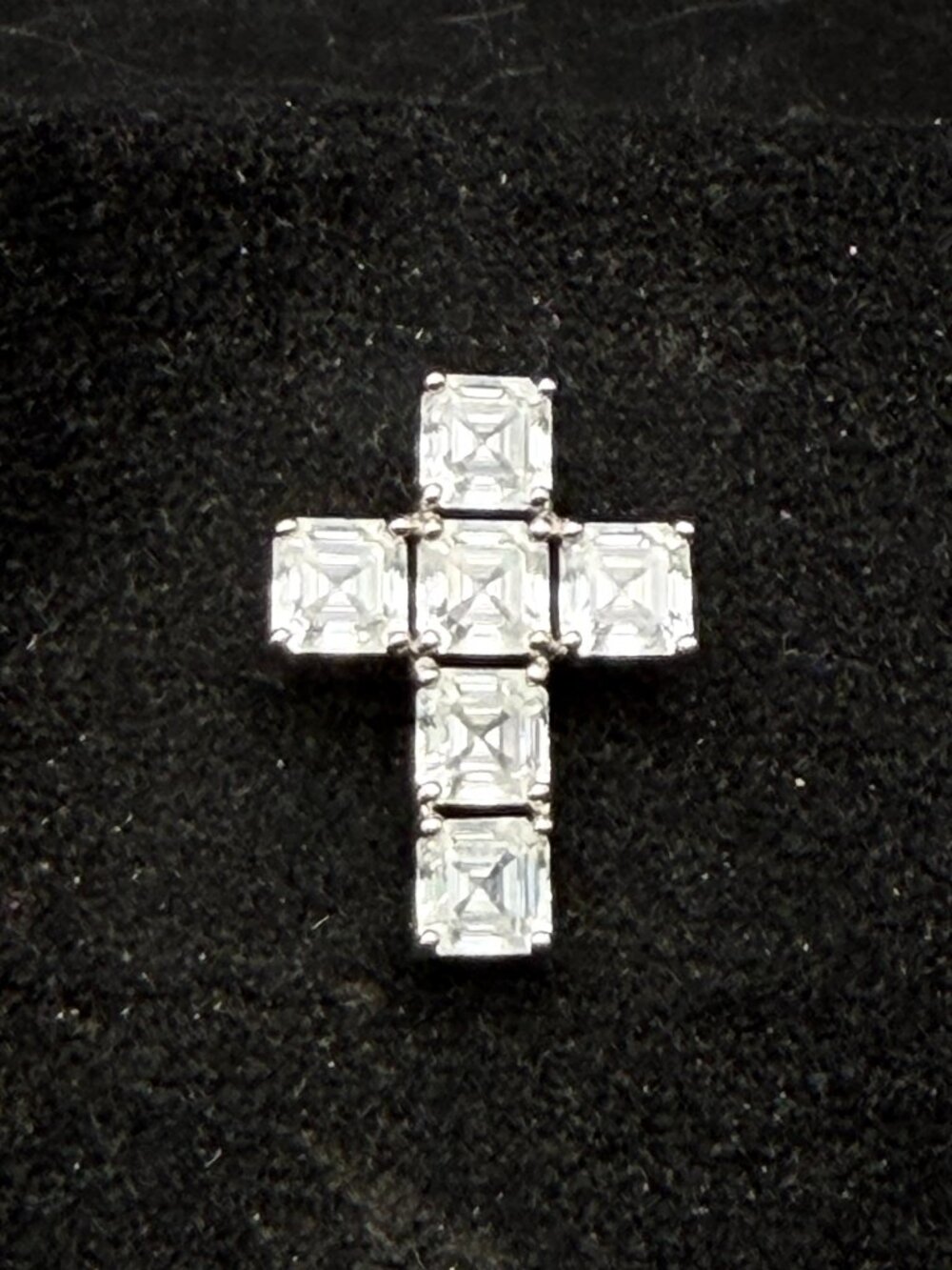 Daniel K - Vintage Asscher Cut CZ Sterling Silver Cross Pendant